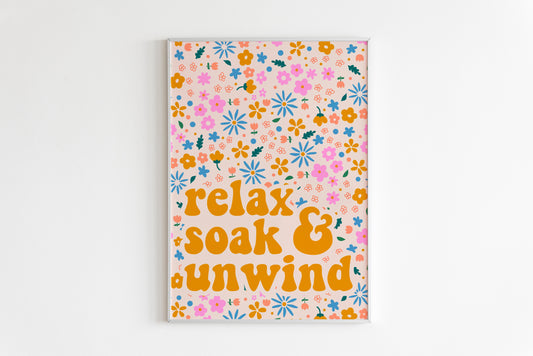 Relax Soak & Unwind Print in Mustard