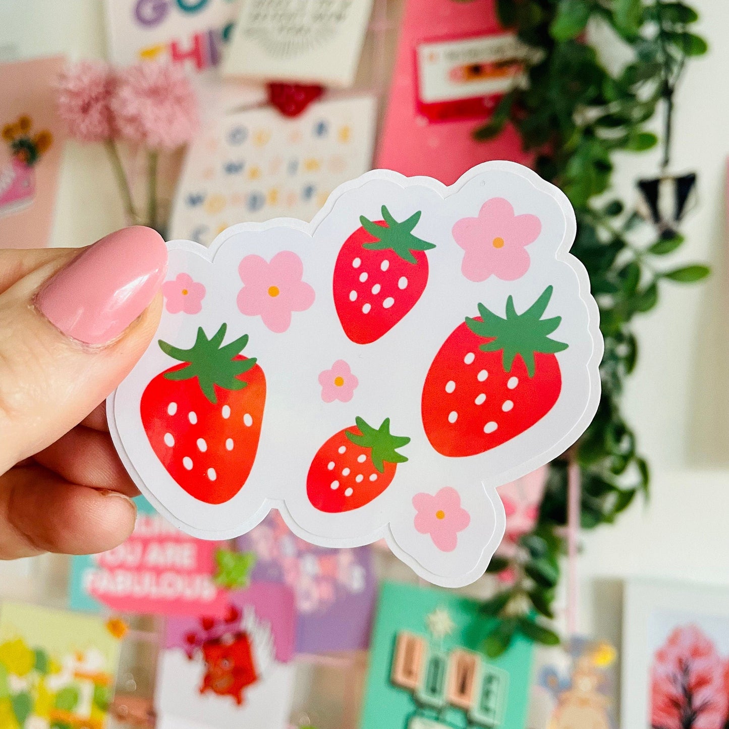 Holographic Strawberries Sticker