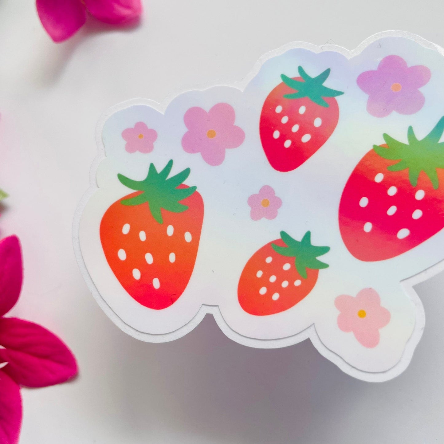 Holographic Strawberries Sticker