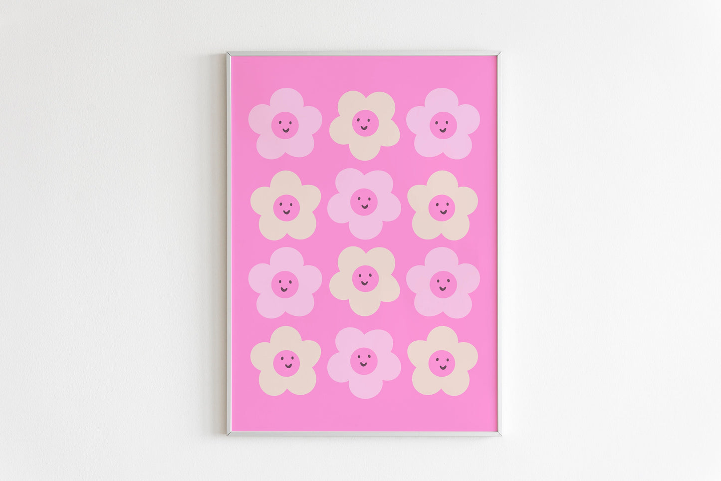 Pink Retro Flower Print