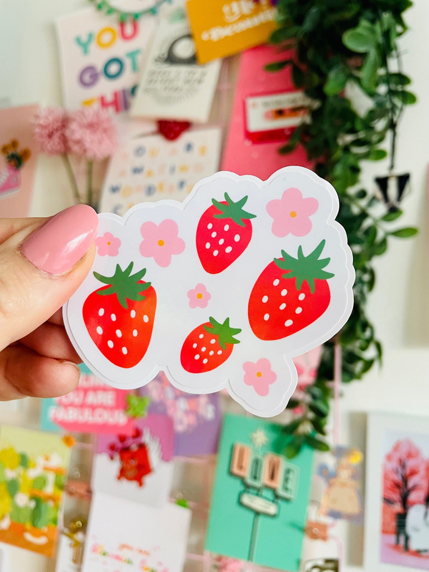Holographic Strawberries Sticker