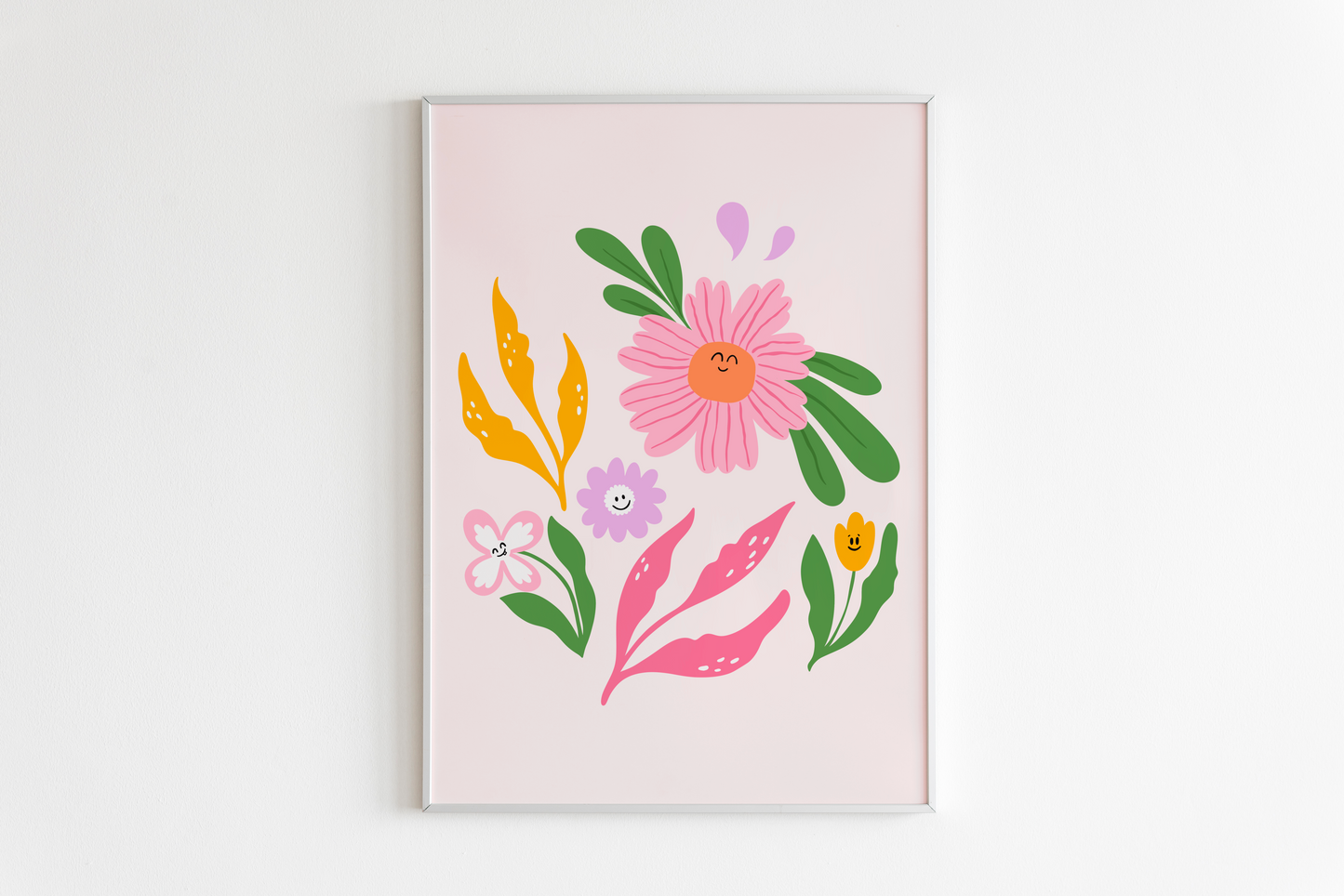 Smiling Colourful Flowers Print