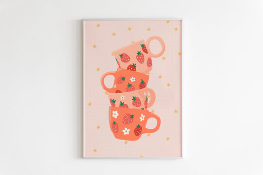 Strawberry Mugs Print