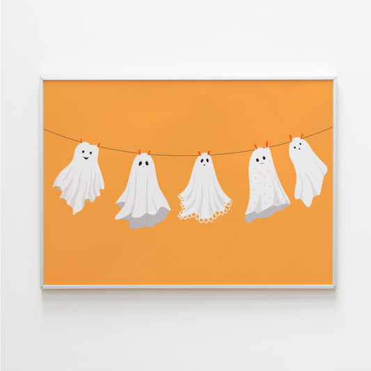 Ghosts On A Washing Line Print in Orange
