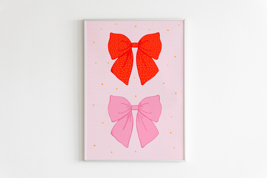 Pink & Red Bow Print