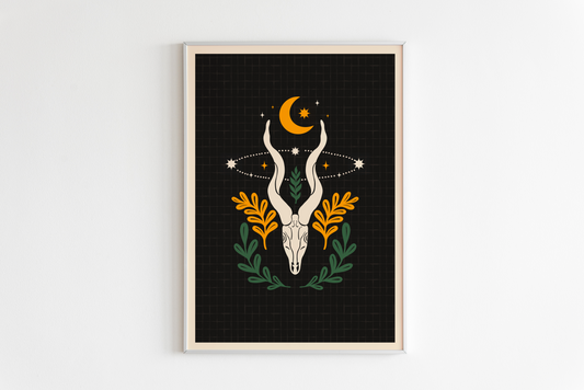 Limited Edition Animal Skull Print - A4