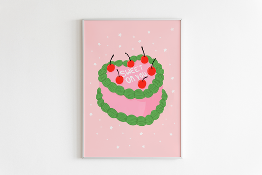 Sweet On You Cake Print in Pink and Green