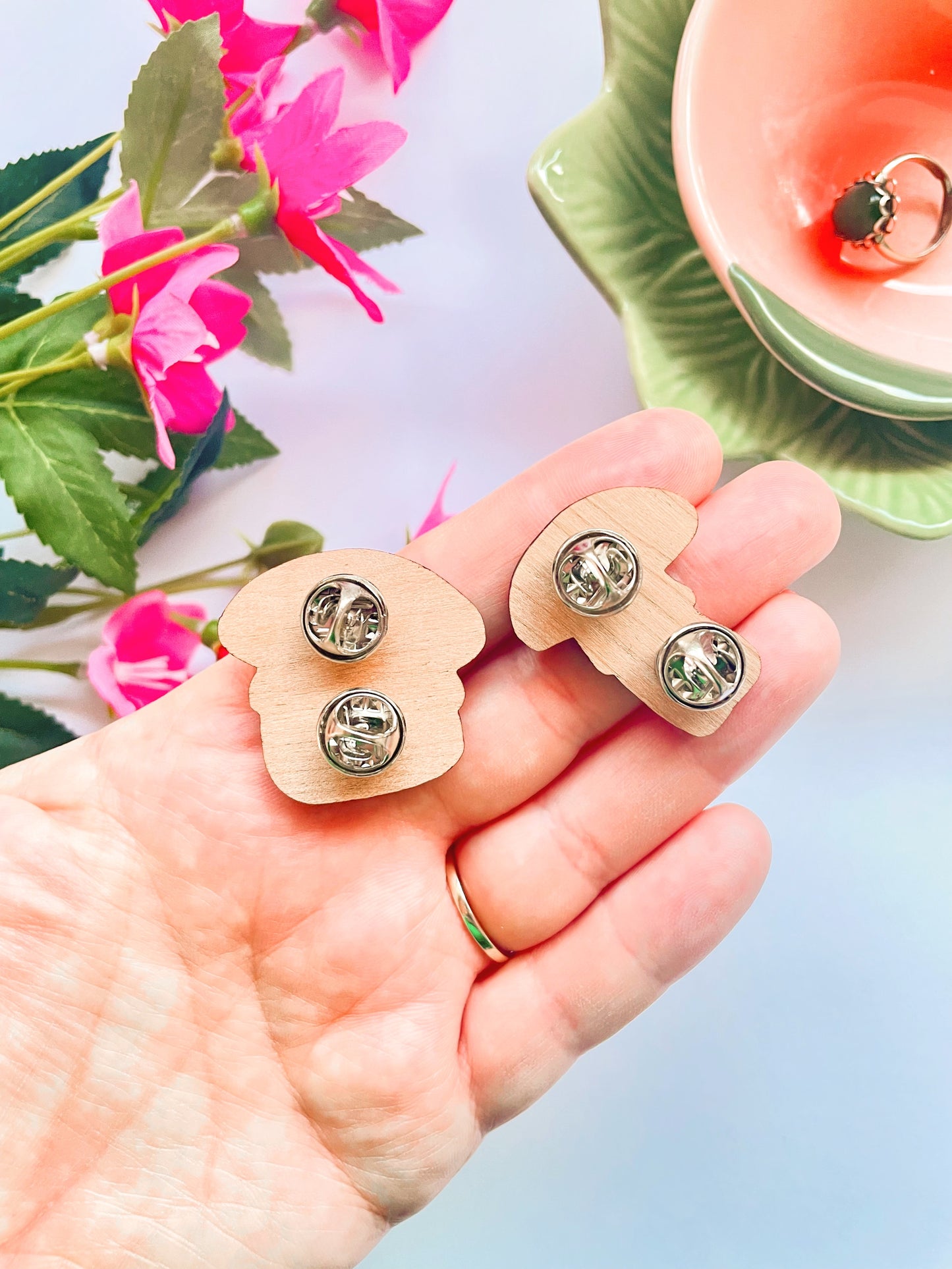 Mushroom Wooden Pin Badges