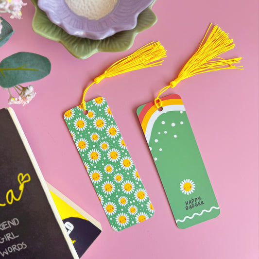 Happy Daisies Bookmark - Green Patterned Bookmark with Co-Ordinating Tassel