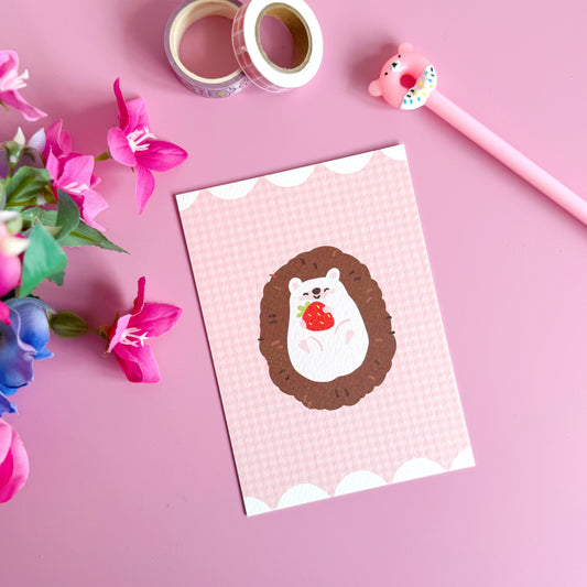 Hattie The Hedgehog - Textured A6 Postcard