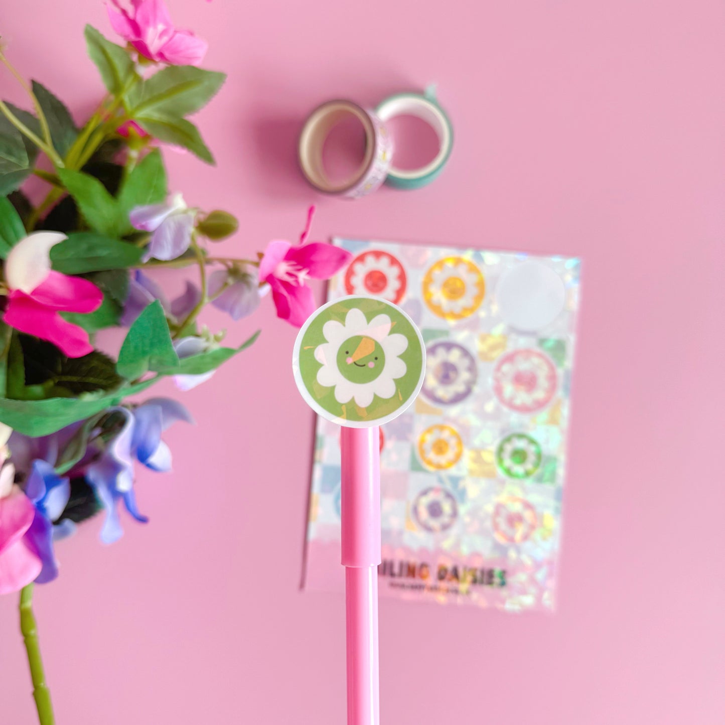 Smiling Daisies - Holographic Mini Sticker Sheet