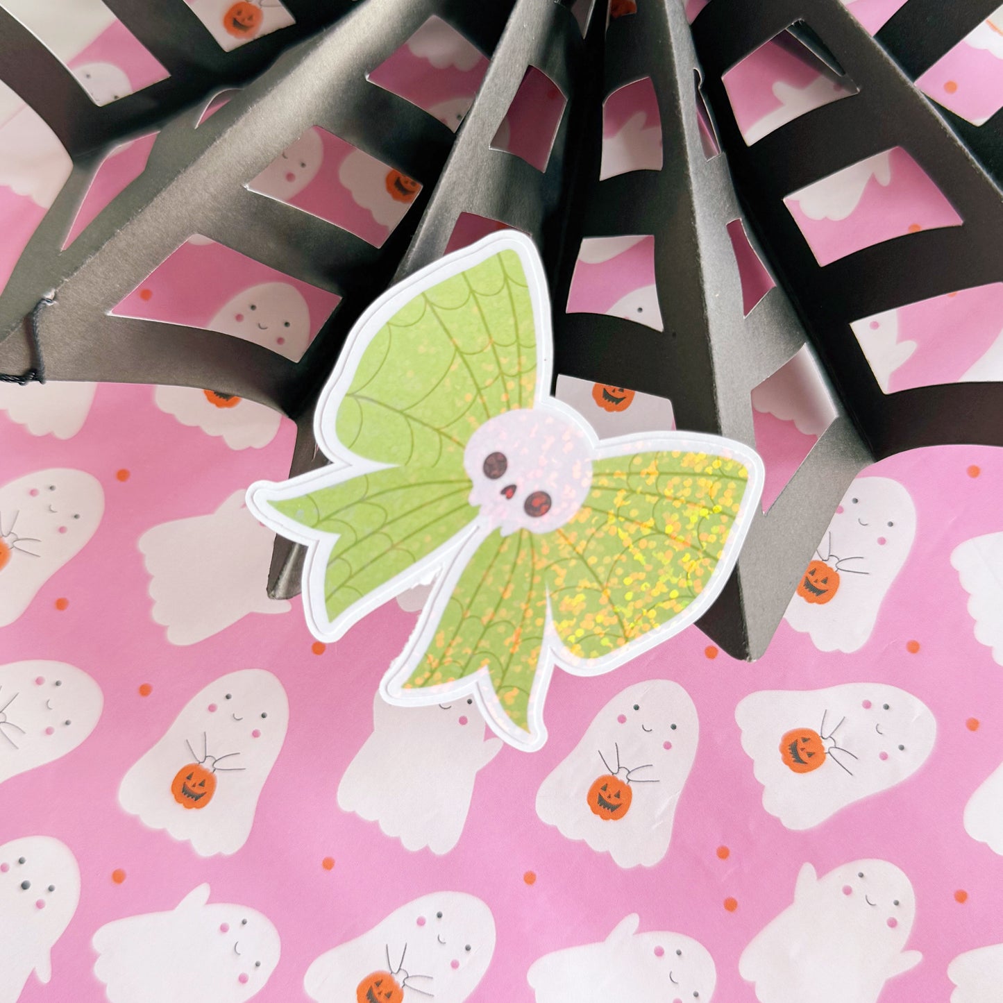 Skull Bow Sticker - Halloween Holographic Sticker