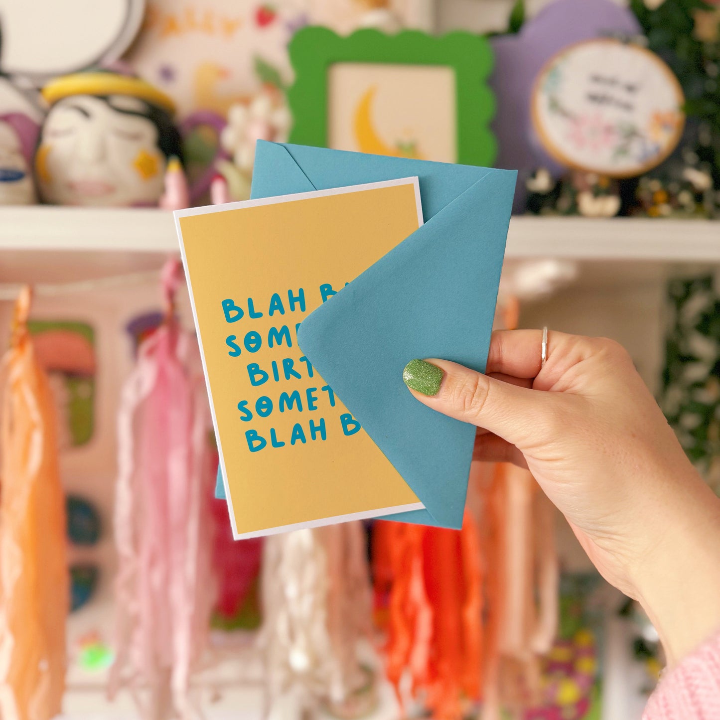 Blah Blah Birthday Card in Yellow - A6 Greetings Card