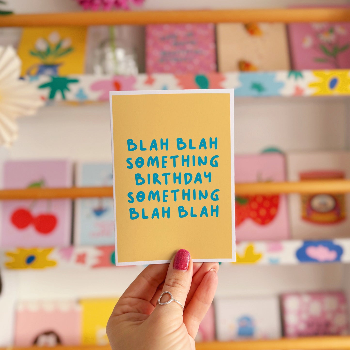 Blah Blah Birthday Card in Yellow - A6 Greetings Card