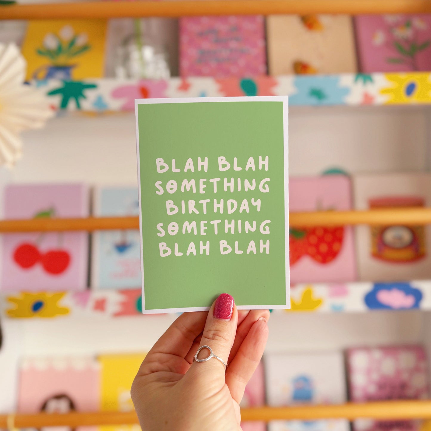 Blah Blah Birthday Card in Green - A6 Greetings Card