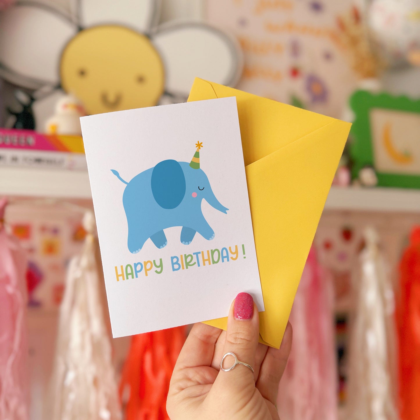 Kids Elephant Birthday Card - A6 Greetings Card