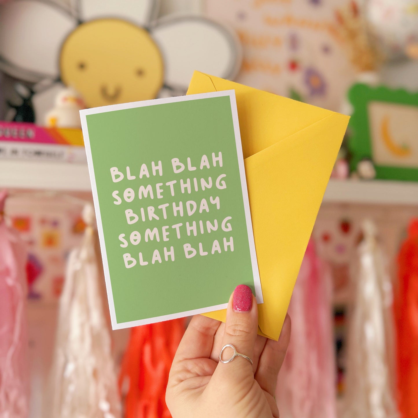 Blah Blah Birthday Card in Green - A6 Greetings Card