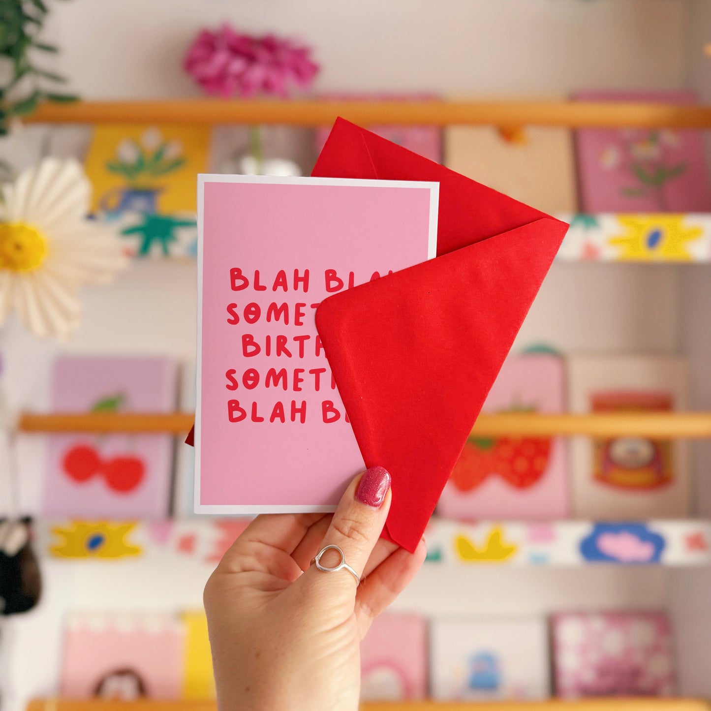 Blah Blah Birthday Card in Pink - A6 Greetings Card
