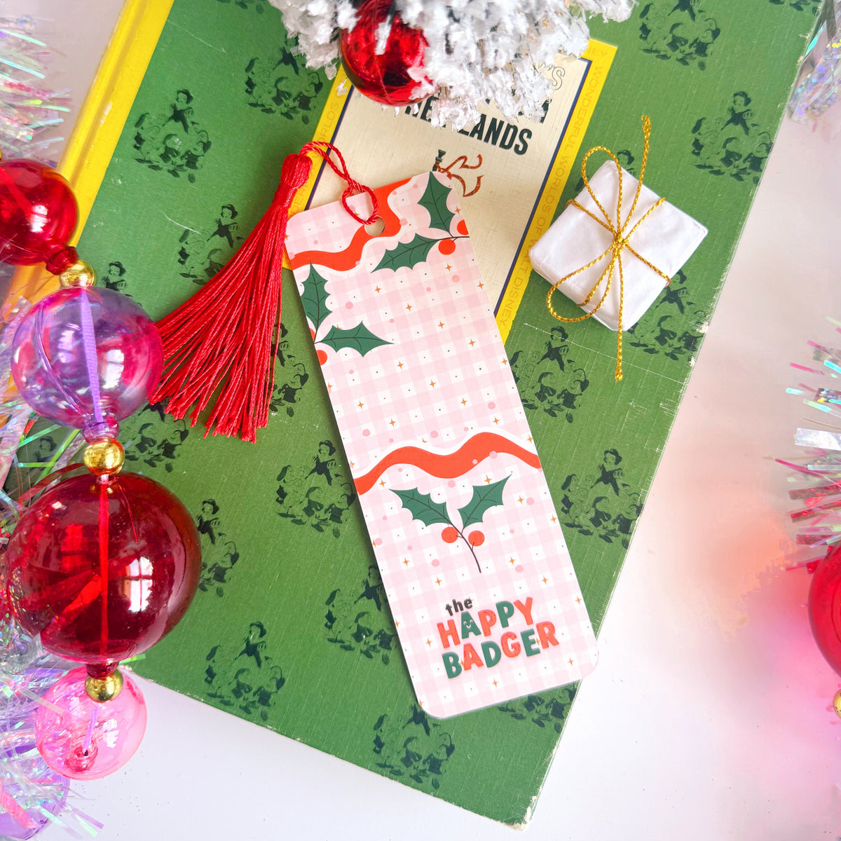 Christmas Tree Illustrated Bookmark with Tassel