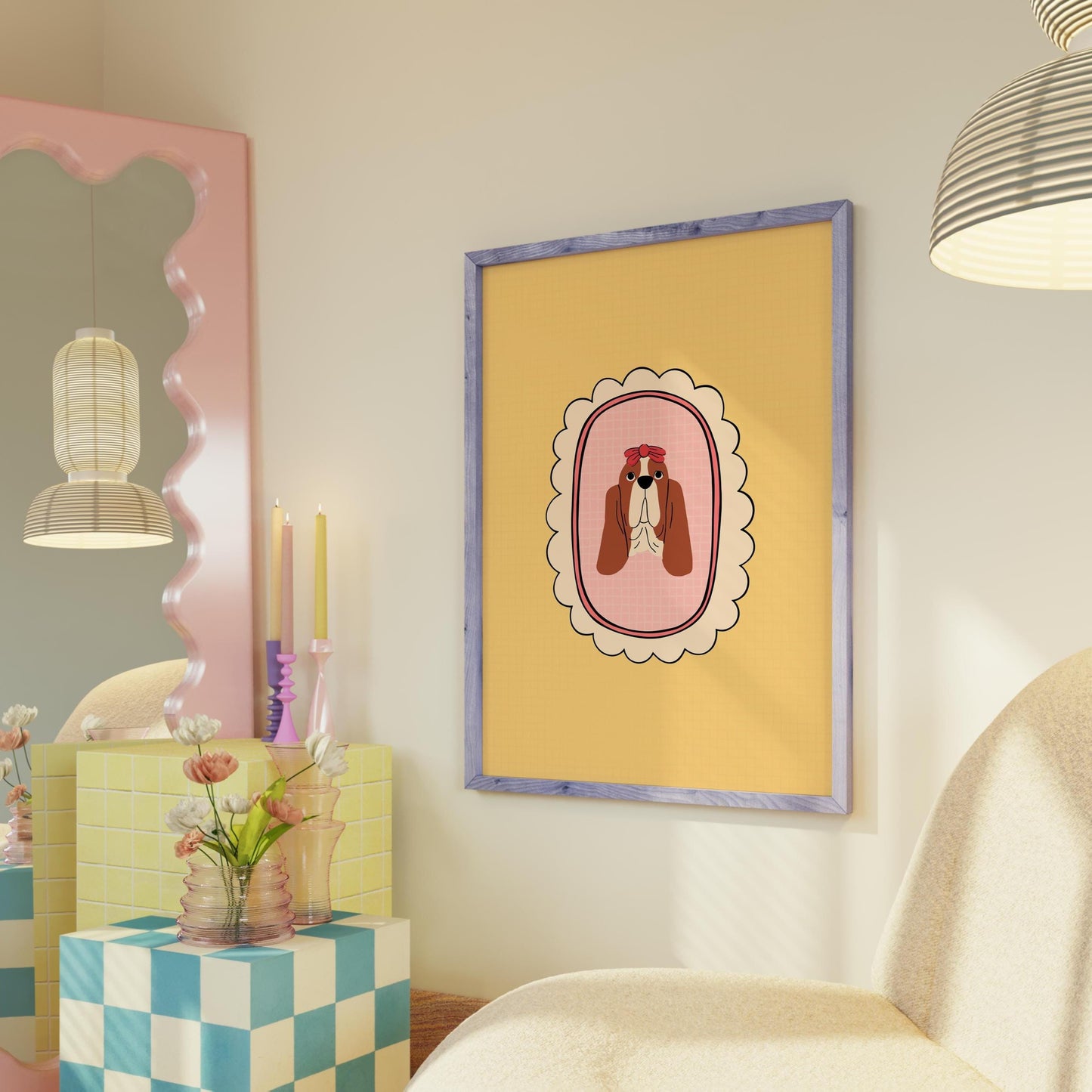 Basset Hound Art Print – Cute Dog Illustration