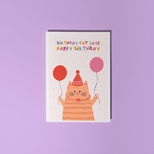 Birthday Cat Card - A6 Greetings Card