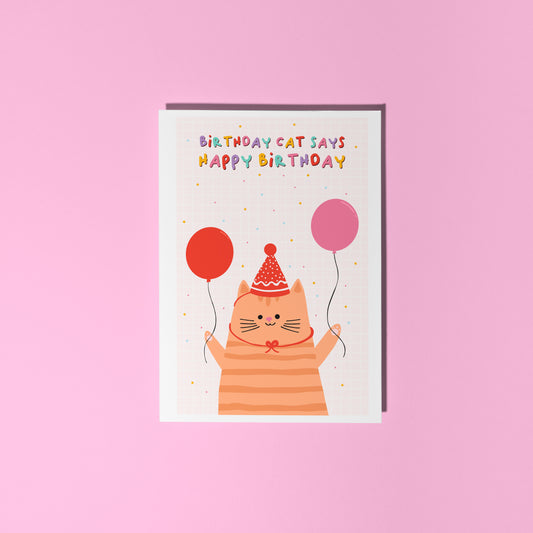 Birthday Cat Card - A6 Greetings Card