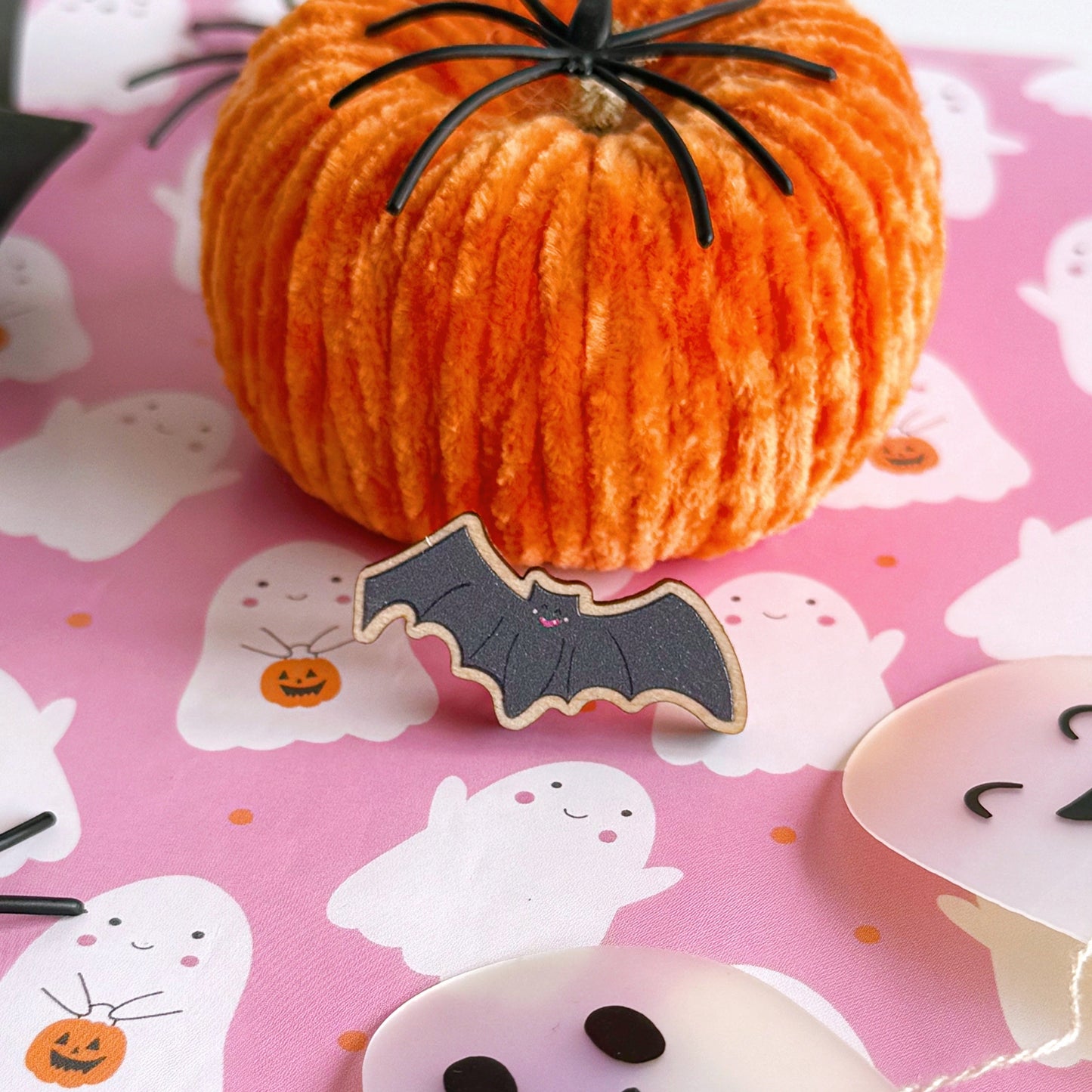 Bruce The Bat - Wooden Eco-Friendly Halloween Pin Badge
