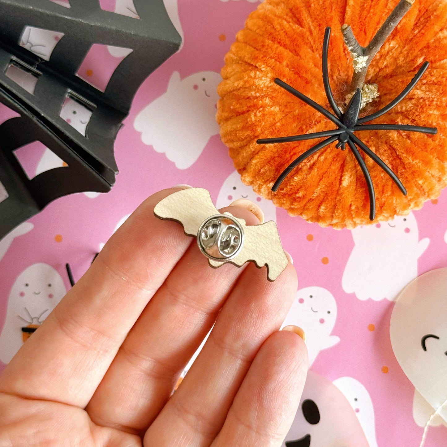 Bruce The Bat - Wooden Eco-Friendly Halloween Pin Badge