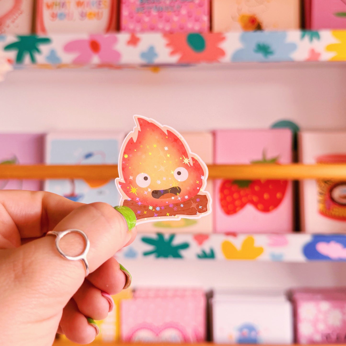 Calcifer the Fire Demon Holographic Sticker