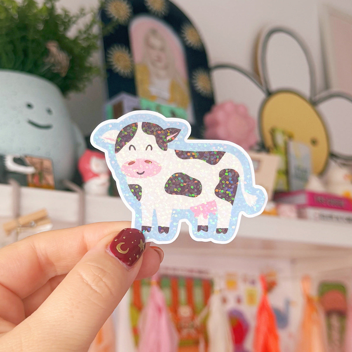 Cow Sticker - Holographic Sticker