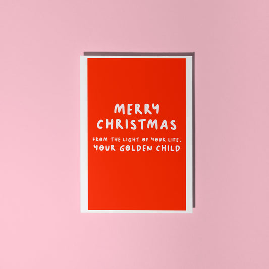 Funny Favourite Child Christmas Card (Red) - A6 Greeting Card with Envelope