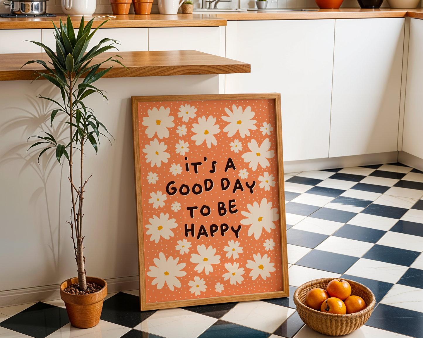 It's A Good Day To Be Happy Print in Orange