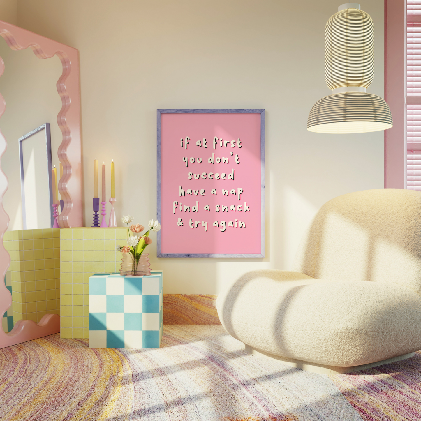 Have A Nap, Find A Snack & Try Again Print - Funny Quote Wall Art