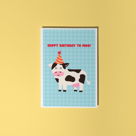 Happy Birthday To Moo - A6 Greetings Card