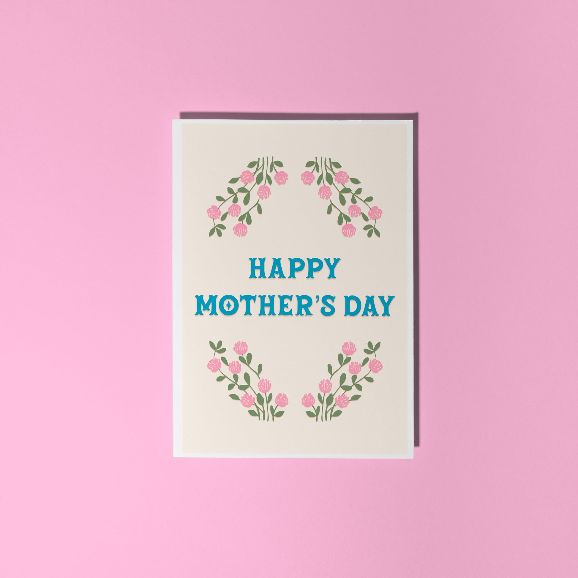 A floral card with the message 'Happy Mother's Day' on the front.