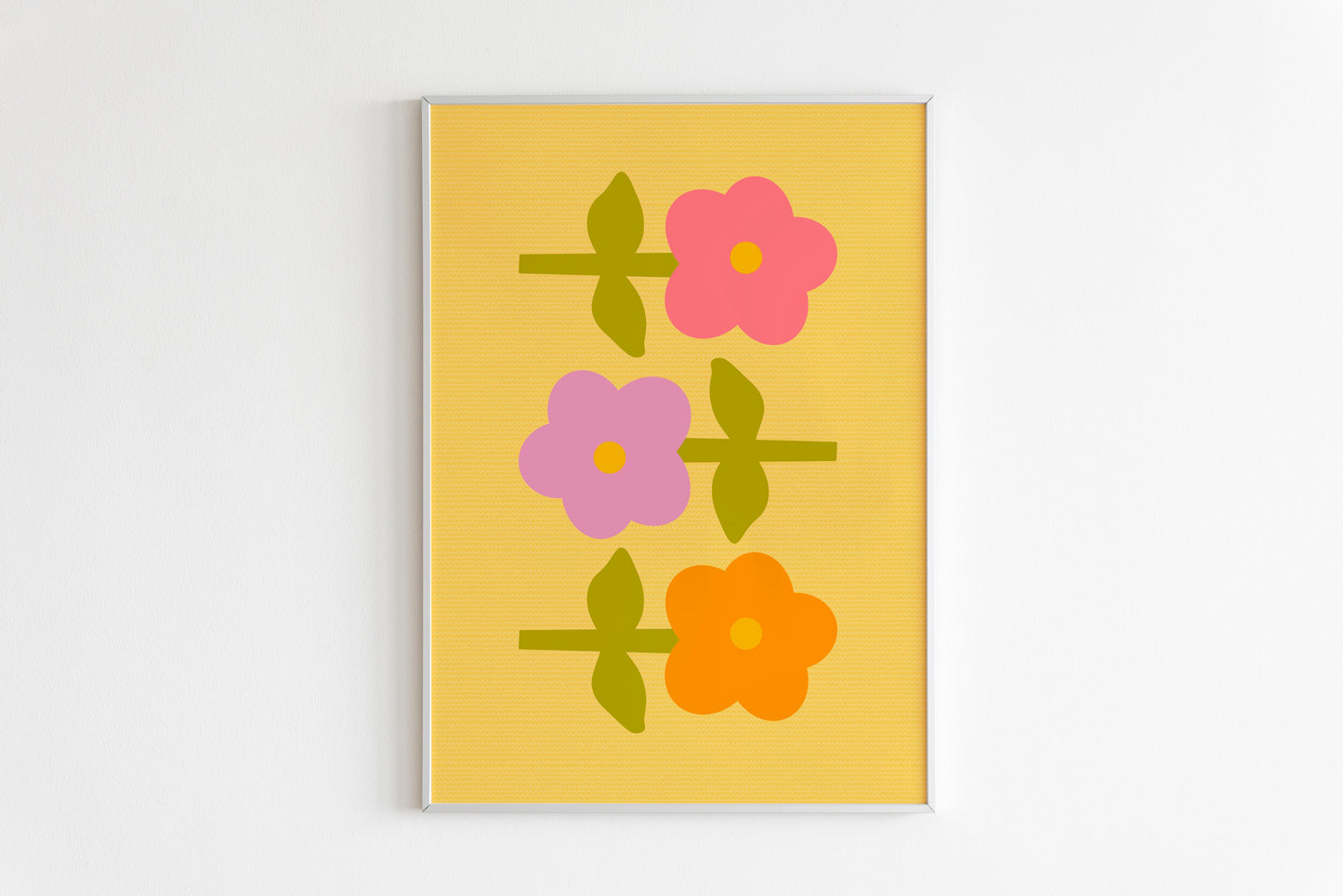 Three Flowers Print in Yellow
