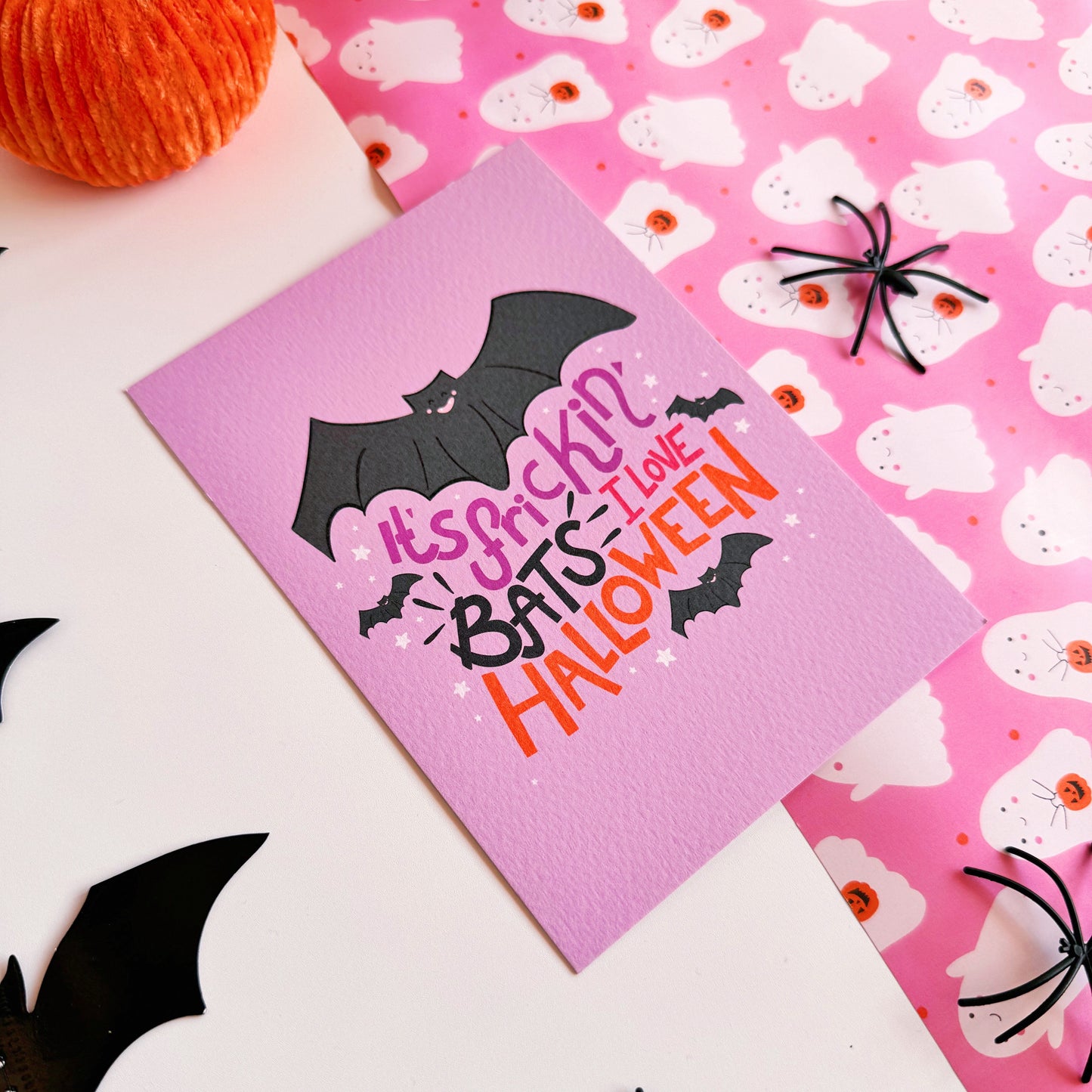 It's Frickin' Bats, I Love Halloween Postcard - Textured A6 Postcard