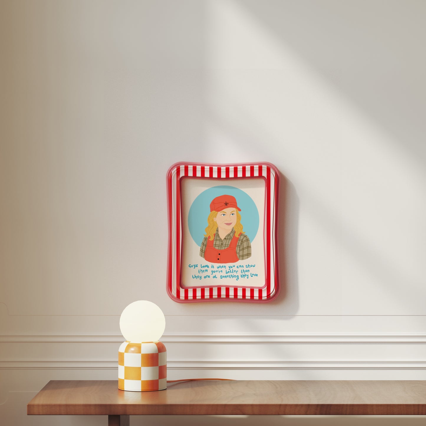 An illustrated print featuring  Leslie Knope and a quote from Parks and Recreation. 