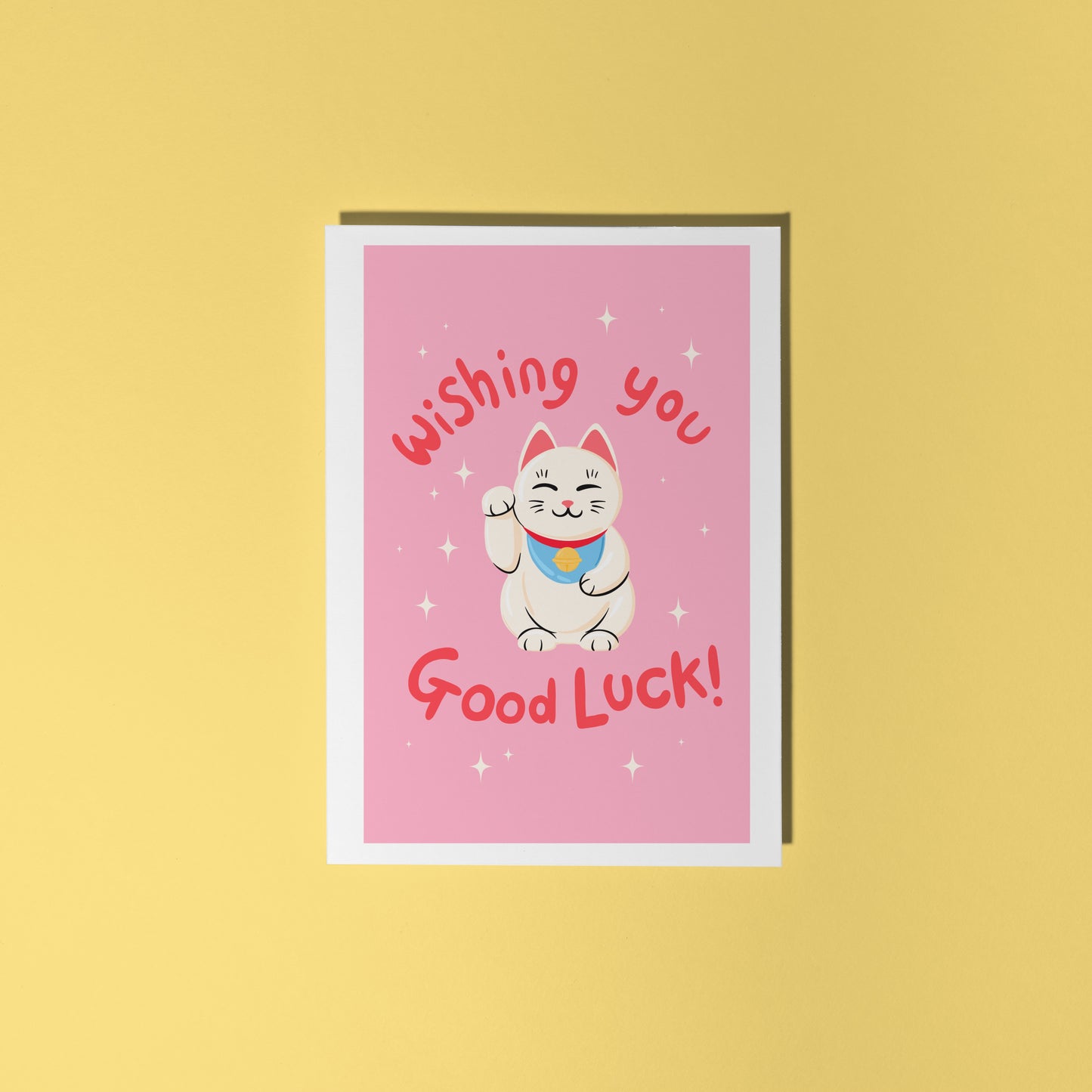 Lucky Cat Good Luck Card - A6 Greetings Card With Envelope