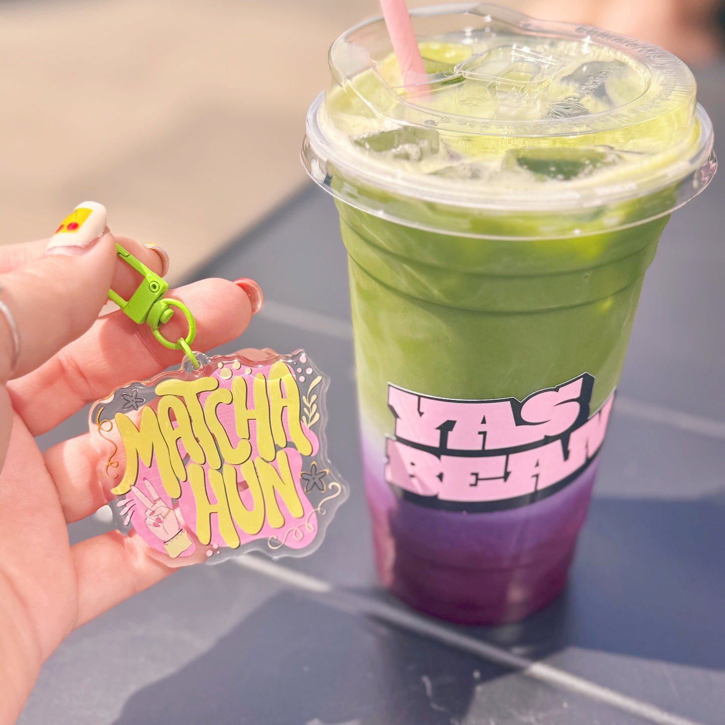 Matcha Hun Keyring - Single Sided Design
