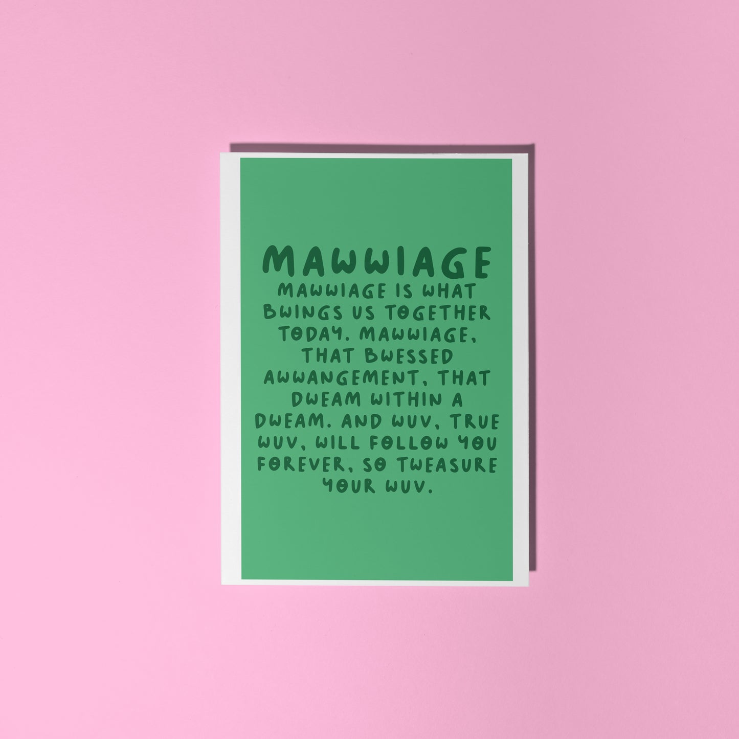 Mawwiage (Princess Bride) Wedding Card - A6 Greetings Card With Envelope (Green)