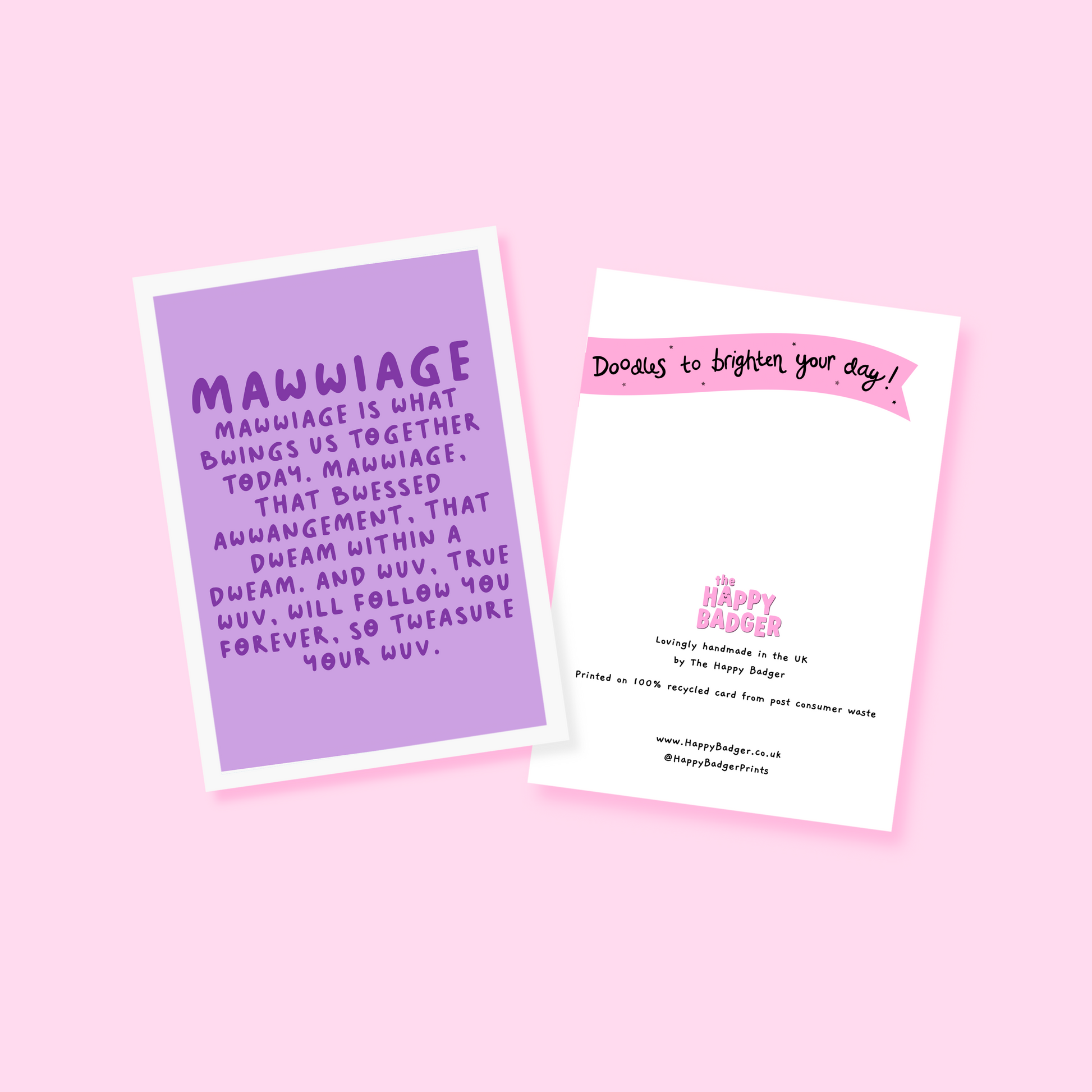 A colourful greetings card, for weddings or engagements, with a quote from the film 'The Princess Bride'.