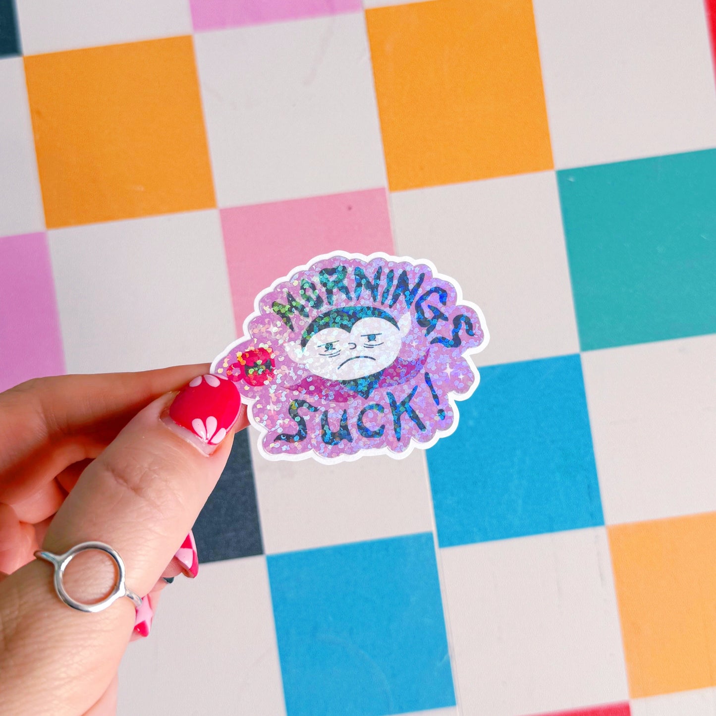 Mornings Suck Sticker - Halloween Holographic Sticker