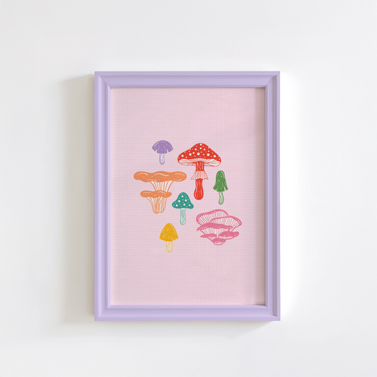 Mushrooms Print in Pink