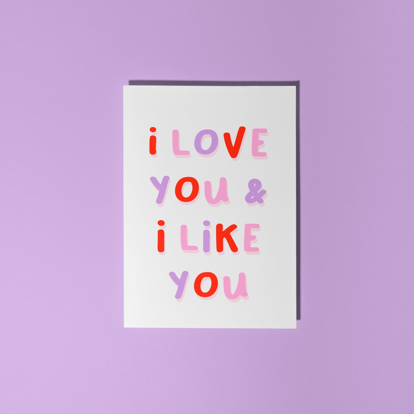A card feating a quote from Leslie's wedding, in Parks and Recreation, saying 'I Love you and I like you'.