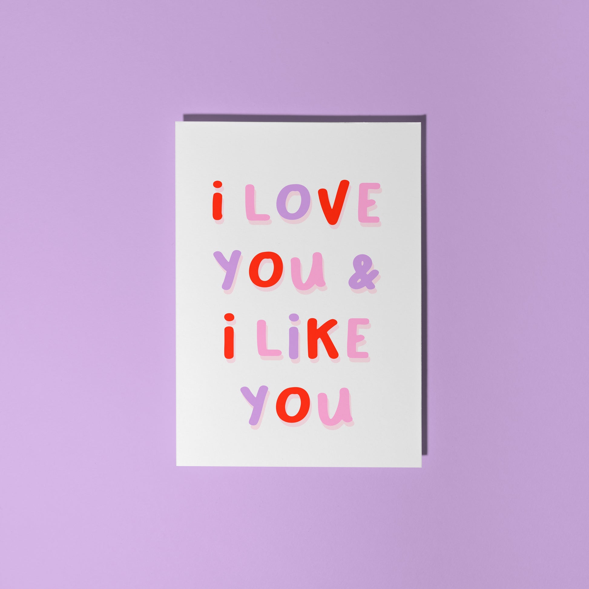 A card feating a quote from Leslie's wedding, in Parks and Recreation, saying 'I Love you and I like you'.
