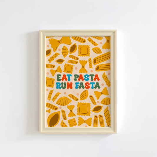 Eat Pasta, Run Fasta Print - Funny Kitchen Quote Print