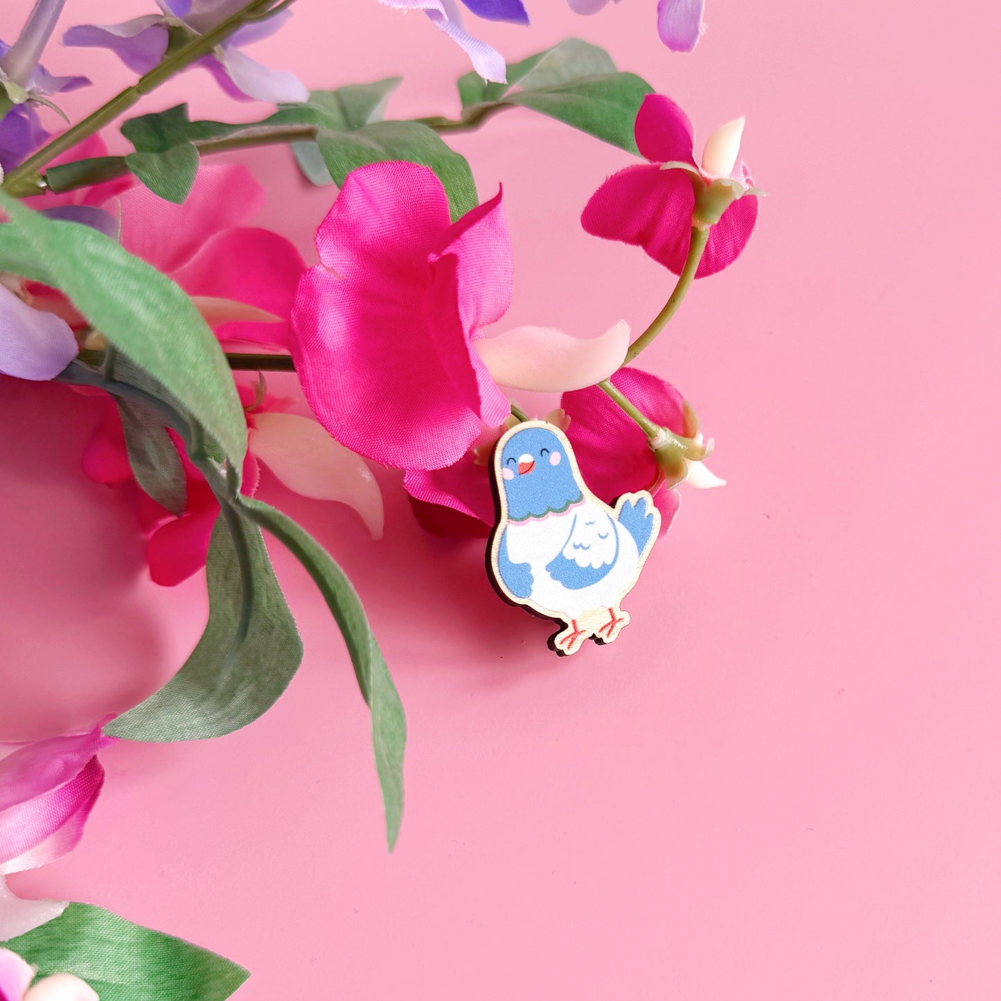 Pablo The Pigeon Wooden Pin Badge