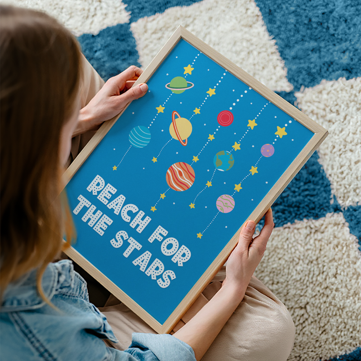 Reach For The Stars Print - Dark Blue