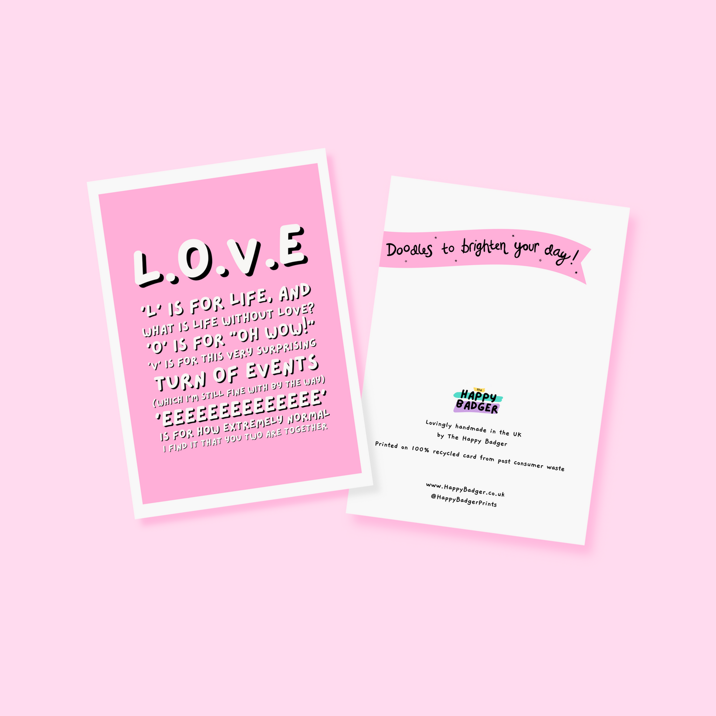 A pink greetings card, perfect for engagements or weddings, with a quote said by Ross Gellar in friends.